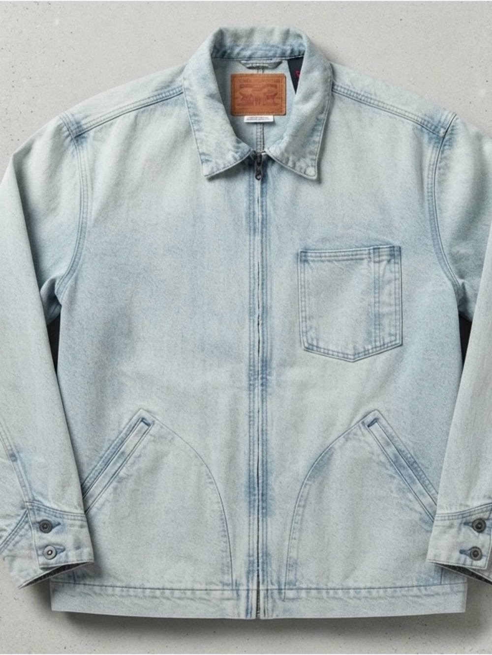 Levi’s Premium Full-Zip Mechanics Jacket Light Wash Denim NWT XXL A8635-0002